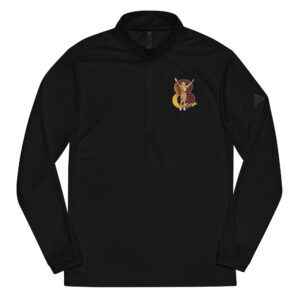 Black fleece jacket with a tiger logo.