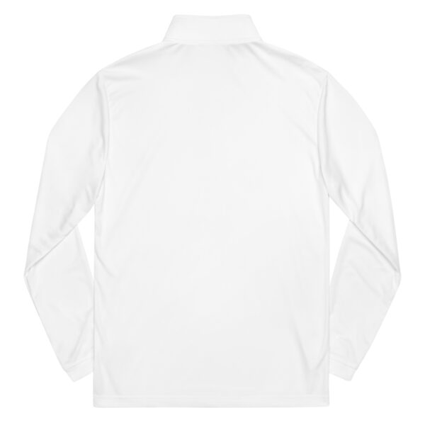 White long-sleeved turtleneck blouse.