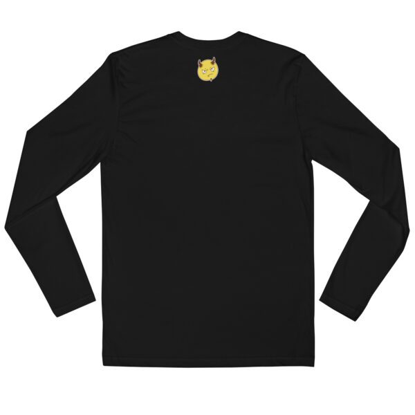 A black long sleeve shirt with an image of a yellow apple.