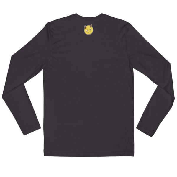 A black long sleeve shirt with an apple on the back.