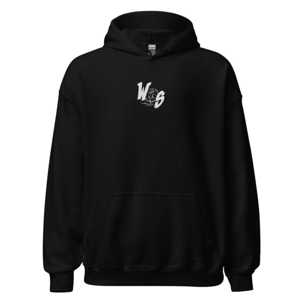 A black hoodie with the word " wpb " on it.