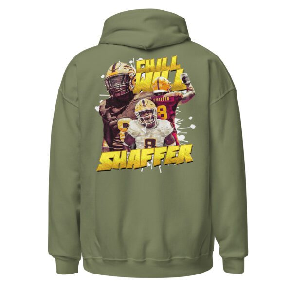 A green hoodie with a picture of two football players.