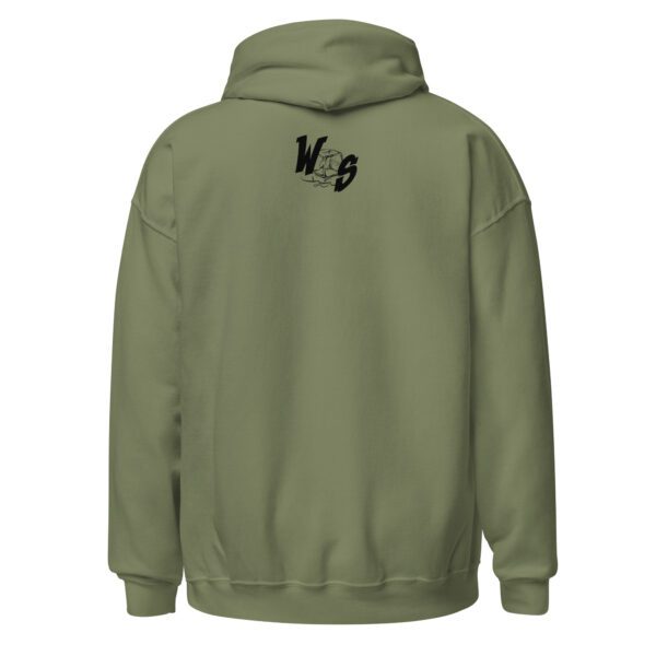 A green hoodie with the word " wsb " on it.