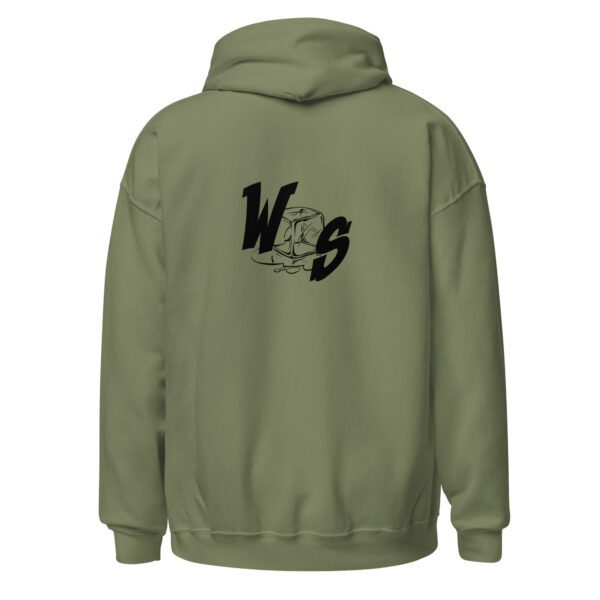 A green hoodie with the word ws on it.