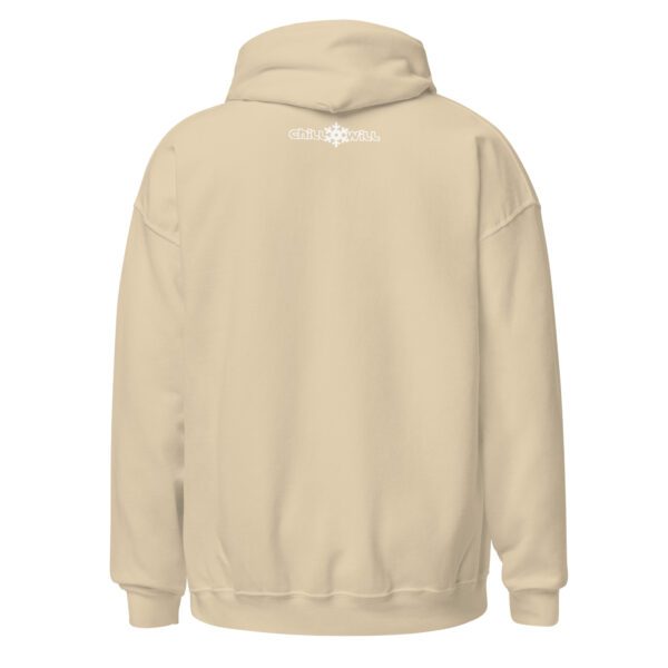 Tan hoodie with "Chill Will" logo.