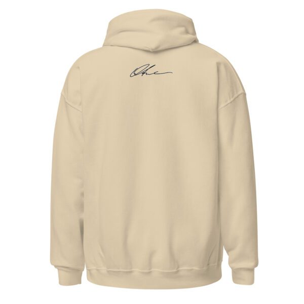 A beige hoodie with the word " coco " written on it.