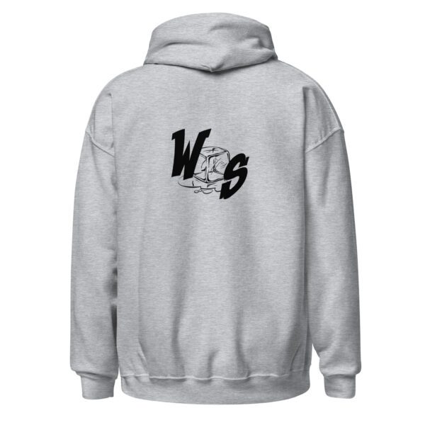 A gray hoodie with the word ws on it.