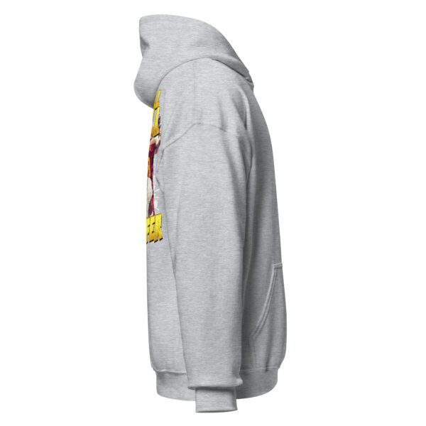 A gray hoodie with a picture of a person