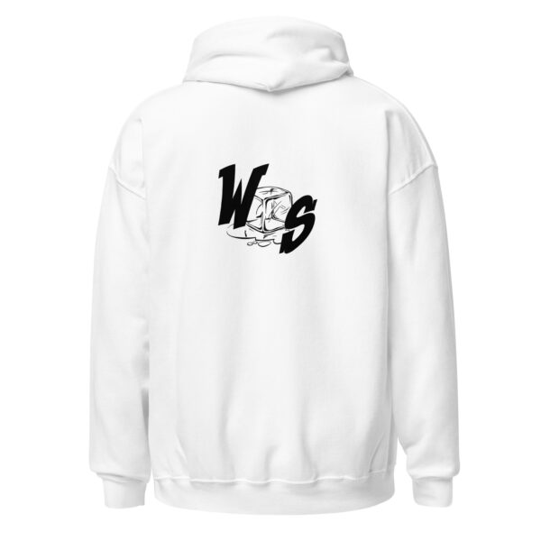 A white hoodie with the word ws on it.