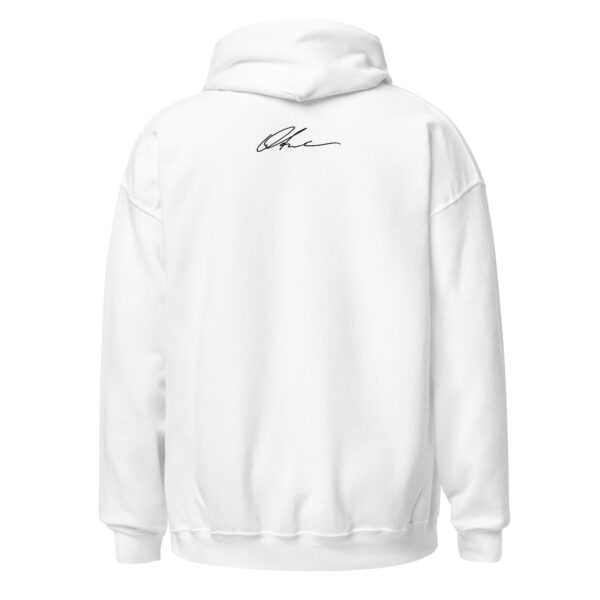 A white hoodie with the word " chane " written on it.