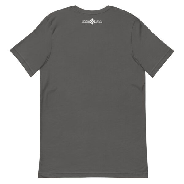 A gray t-shirt with the back of it.