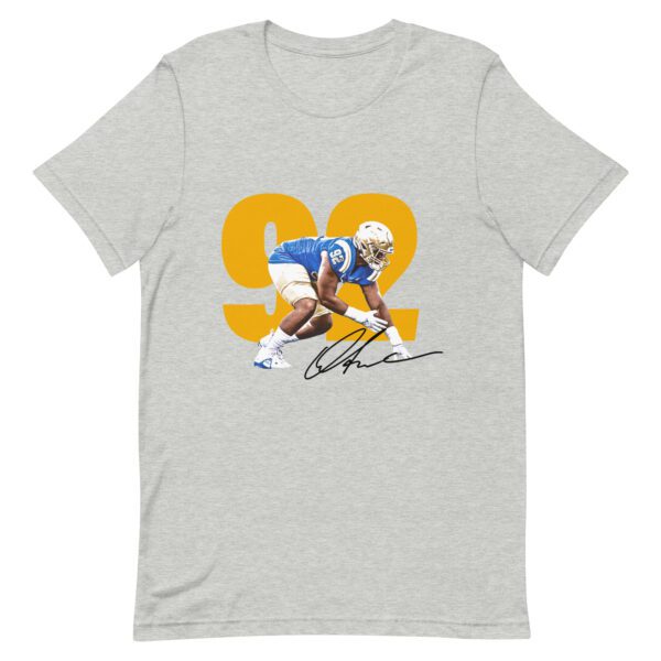 A t-shirt with an illustration of a football player.