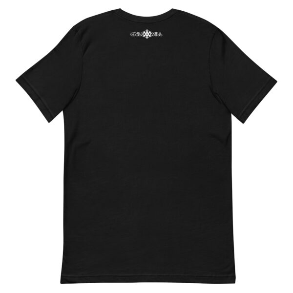 A black t-shirt with the back of it.