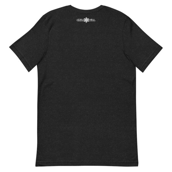 A black t-shirt with the back of it.