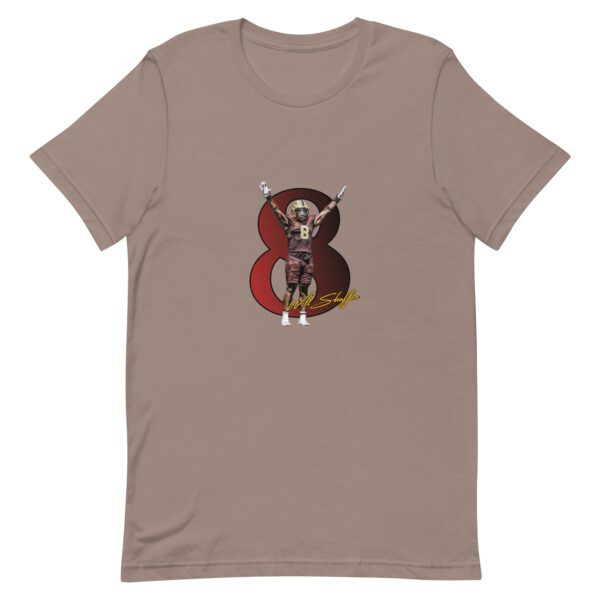 A brown t-shirt with an image of a dog