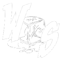 A white logo of the word ws with a picture of a cage.